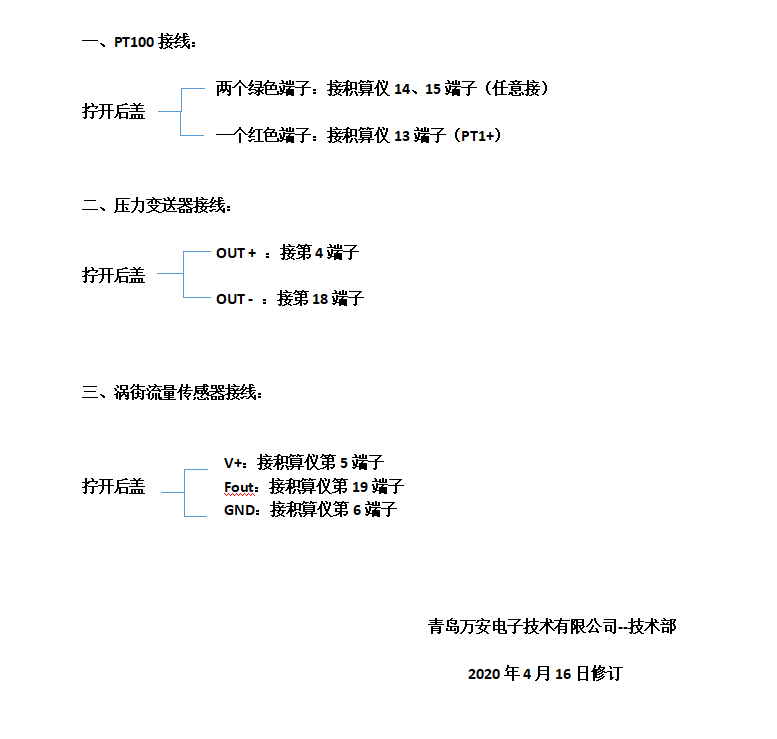 流量积算仪接线文字说明（配涡街小蝌蚪在线观看免费视频使用）(图1)